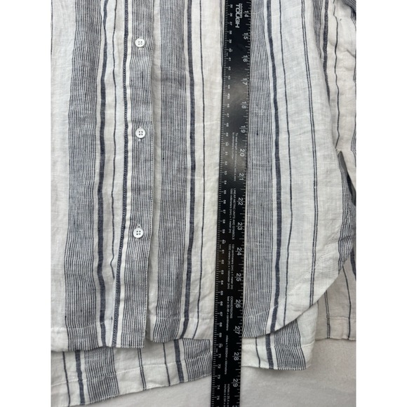 ATHLETA Linen Top M Women's Button Down Striped - Picture 9 of 11
